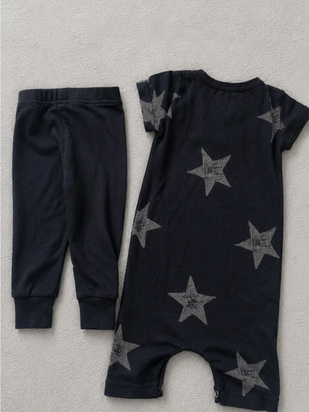 NUNUNU Black Star Print One-Piece with Black Leggings